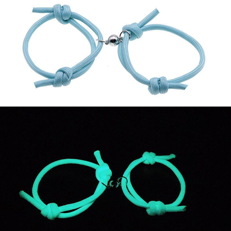 Koppels Lichtgevende Armbanden Fluorescerende Glow In The Dark Shiny Eed Armband Vrouwen Touw Weven Magneet Trekken Minnaar Sieraden