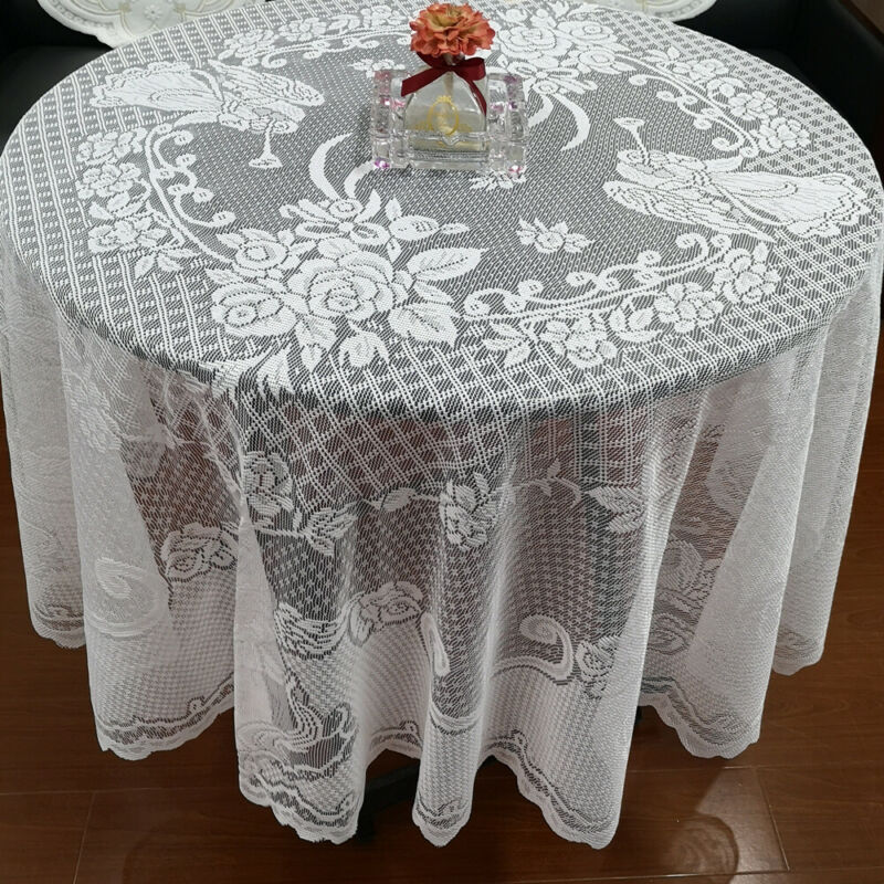 Vintage engelblonde duge rektangel rundt bord klud dække hjem fest indretning