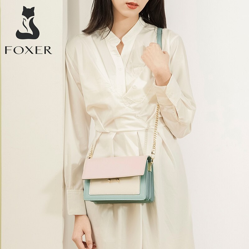 Foxer Casual Meisje Zomer Mini Crossbody Messenger Bag Split Lederen Lady Messenger Bag Street Vrouwen Flap Bag