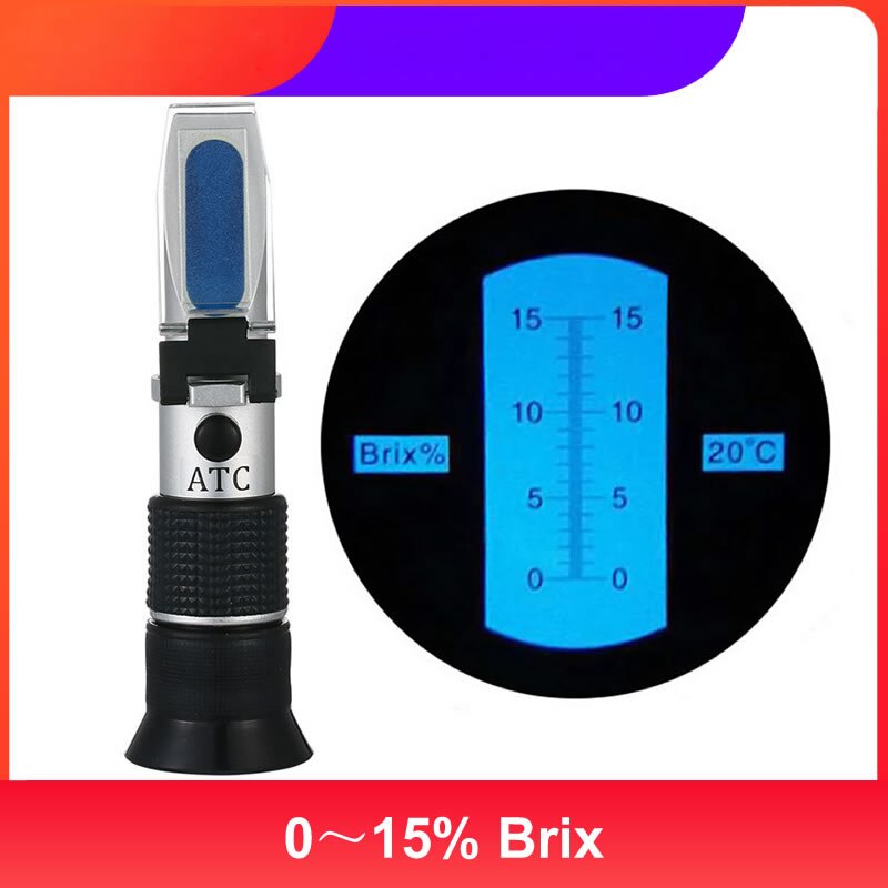 Booyah-refractómetro Brix de alta precisión, prueba de contenido de azúcar, Prisma de mano, instrumentos ópticos, instrumento de medición de azúcar, 0-20%: 0-15
