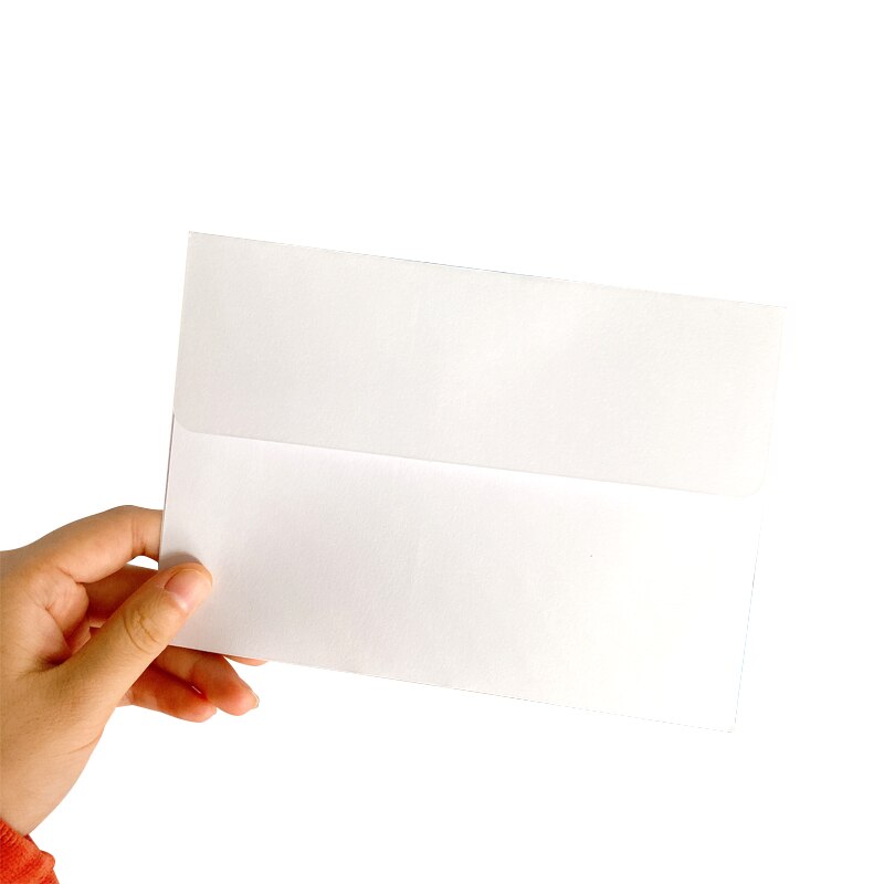 10pcs/pack Western-style Greeting Invitation Card Stationery School Envelope Office Supplies Flat Mouth Color Envelope: White
