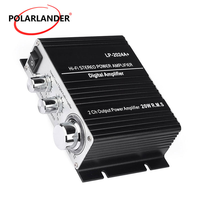 LP-2024A + hi-fi amplificador de potência do carro amplificador estéreo digital 2*20 w 2ch saída potência casa amplificador 12 v