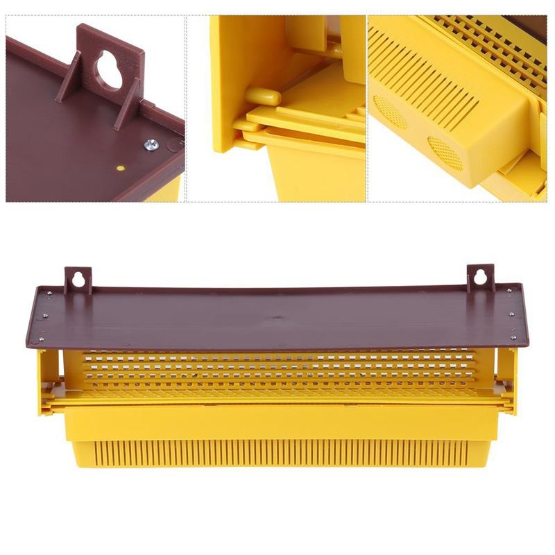 Piège à Pollen en plastique apicole jaune avec bac à Pollen ventilé amovible collecteur de Pollen fournit des outils, 39x14x10 cm