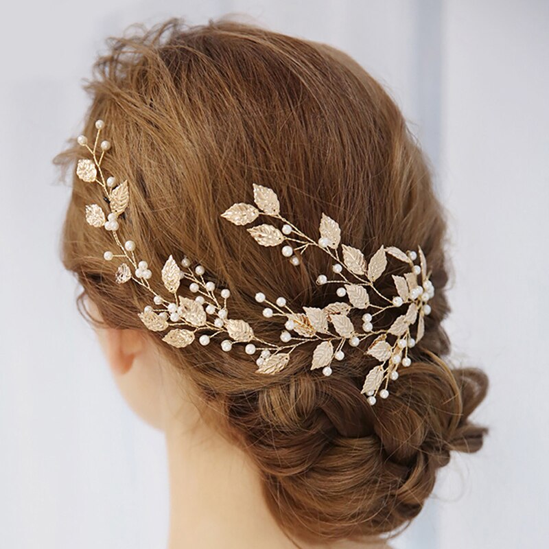 Braut Haar Zubehör Simulierte Schallendes Haar Kämme Hochzeit Haar Zubehör Schmuck Handgemachte Webart Haar Ornamente Kopfschmuck