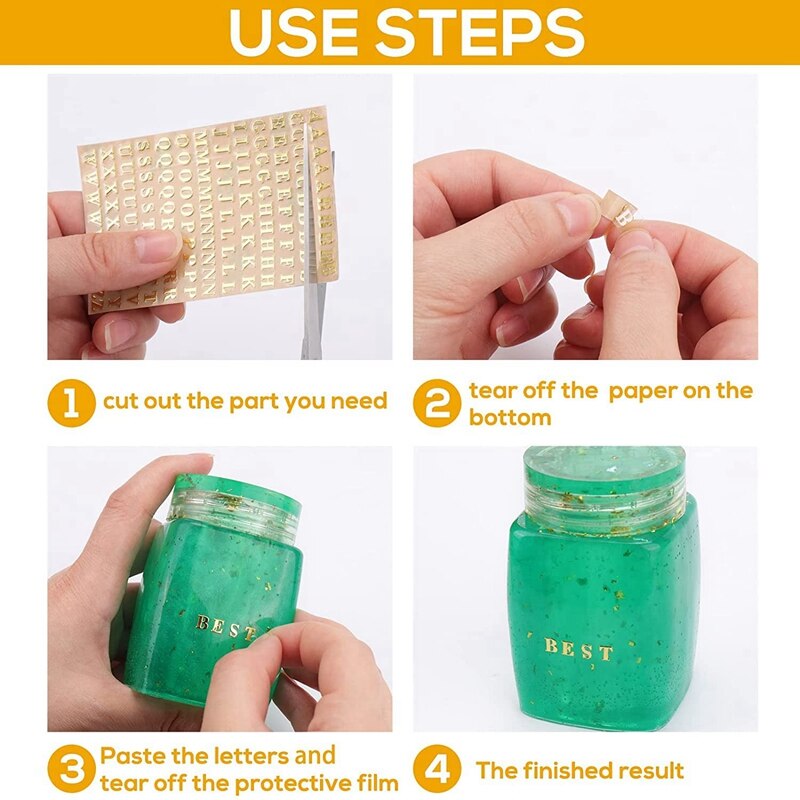 12 Sheets Letter Resin Stickers, Small Alphabet Number Stickers, Alloy, Self Adhesive, Gold and Silver, 3mm/4.5mm Tall