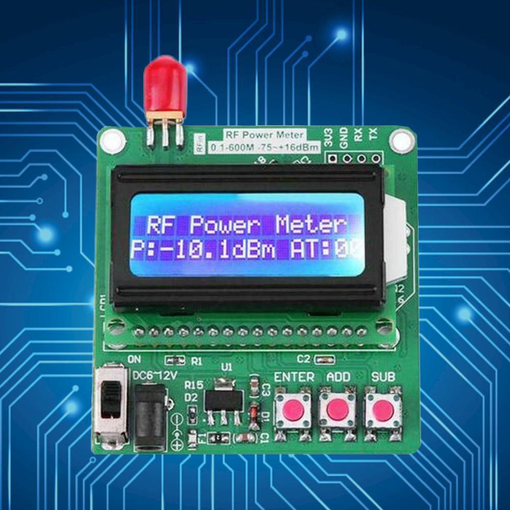 LCD Digital Wattmeter Volt Watt Power Ammeter Voltmeter Frequency -75~16 Power dBm Meter Radio Attenuation RF 1-600MHz Valu A8A2