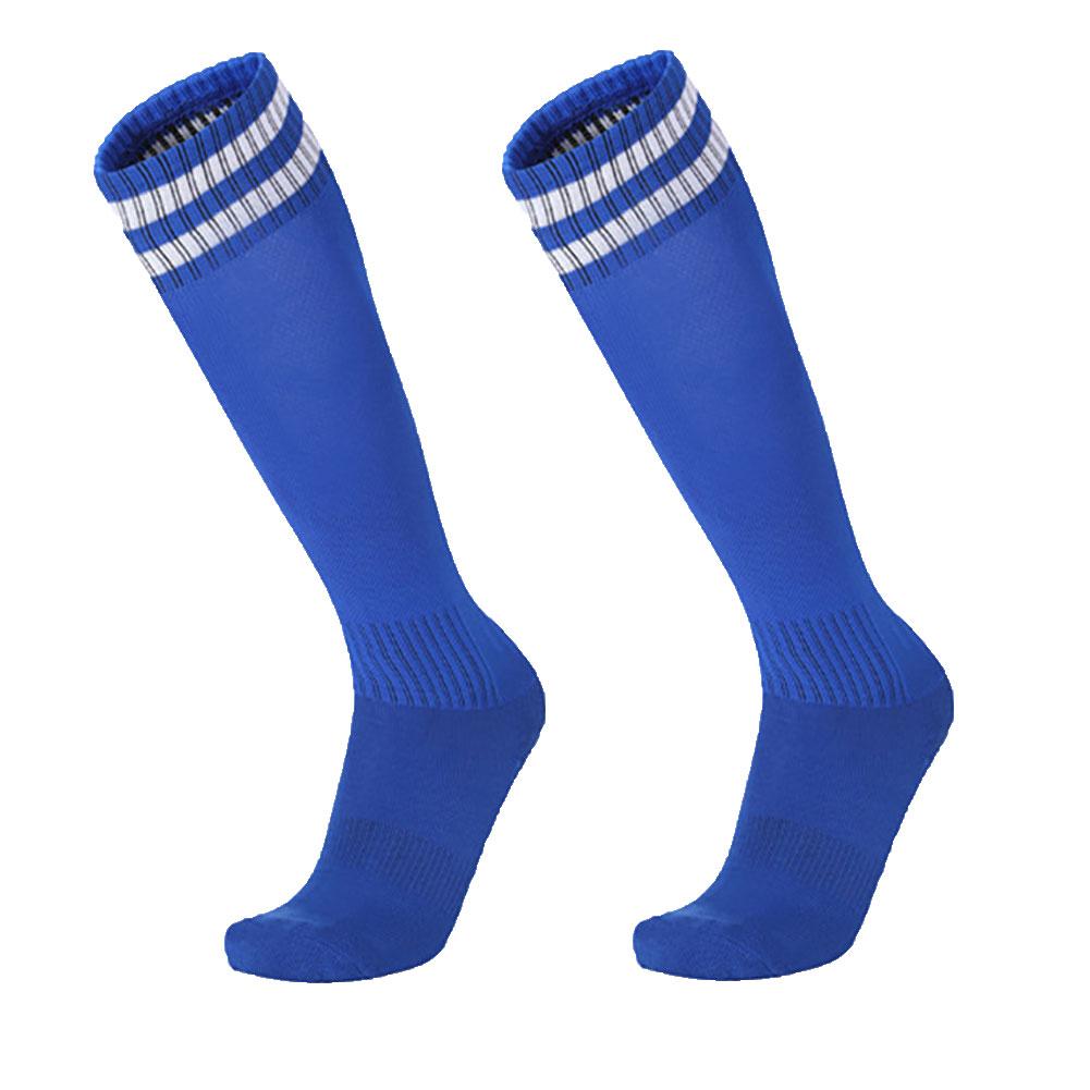 1 Pair Sports Socks Knee Legging Stockings Soccer Baseball Football Over Knee Ankle Adults Children Sweat Absorption Socks: Blue White / Adult 21cm