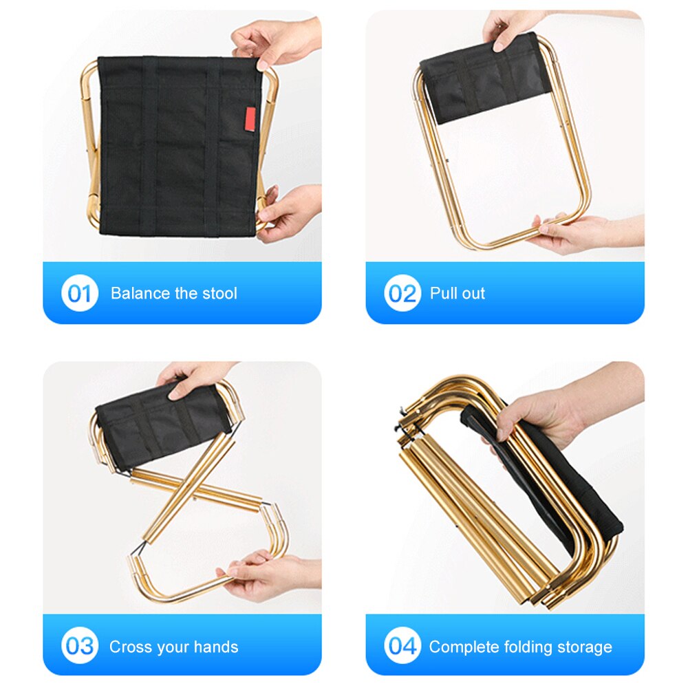 sfit Outdoor Foldable Fishing Chair Ultra Light Weight Portable Folding Camping Aluminum Alloy Picnic Fishing Chair with Bag&