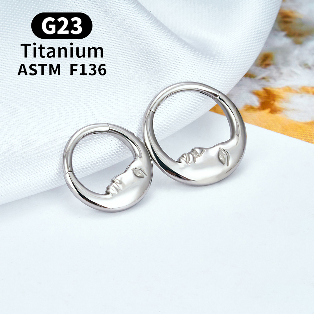 G23 espejo de titanio Luna gota de agua anillo de nariz tabique Piercing Clicker 16G segmento cartílago del trago Daith aro pendientes joyería