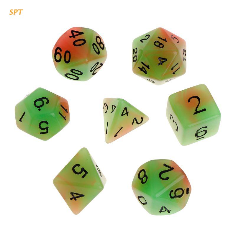 7 Stks/set Lichtgevende Polyhedral Zijdige Dobbelstenen D4 D6 D8 D10 D12 D20 Set Voor Dungeons &amp; Dragon D &amp; D rpg Poly Game Xx