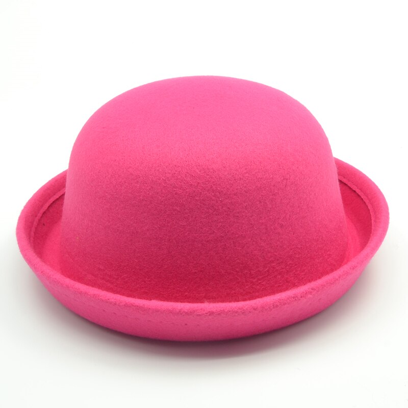Brand Little girls fedora hat Dome cap Children dress hats Kids caps felt hats wool felting Bowler hat