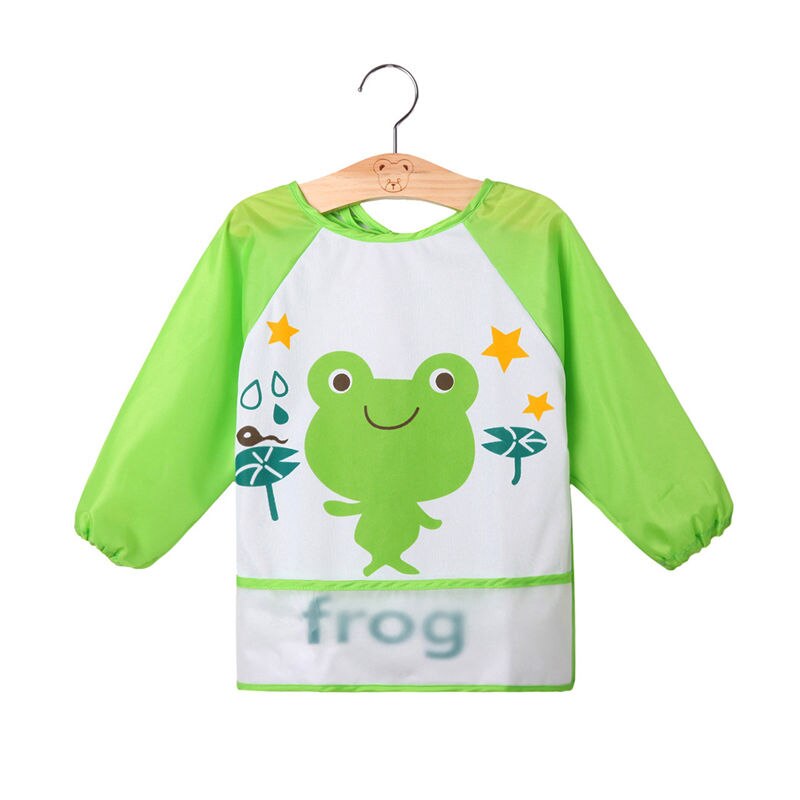 Lovely Kid Toddler Infant Newborn Baby Boy Girl Waterproof Long Sleeve Bib Cartoon Feeding Apron Rain wear: Green