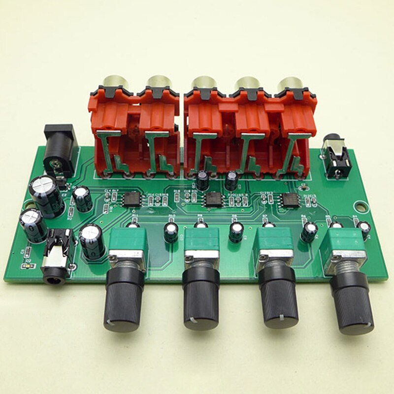 Mezclador RCA de múltiples fuentes, estéreo o reverberador, interruptor conmutador, 4 entradas, 2 salidas, controlador de auriculares, Control de volumen