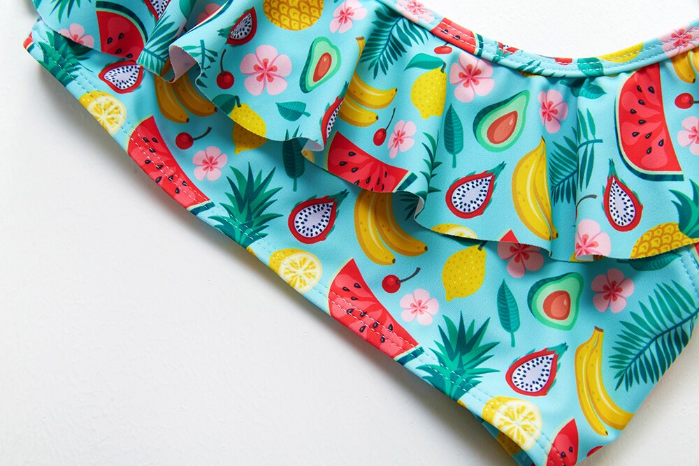 2~9Year Girls Swimsuit Fruit print Baby Bikini Two pieces Swim suit kids Tankini Baby girl bathing suit Children Swimwear