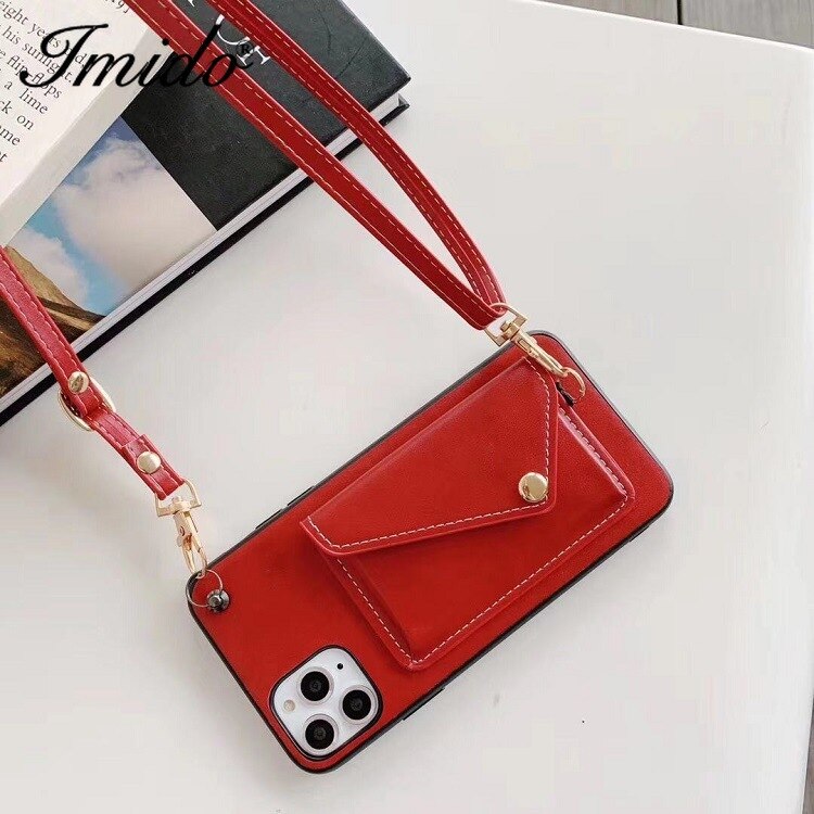 Portefeuille-style étui de téléphone portable sac IPhone11pro carte cuir messager corde adapté pour IPhone X XR XS Max coque de téléphone sac à main