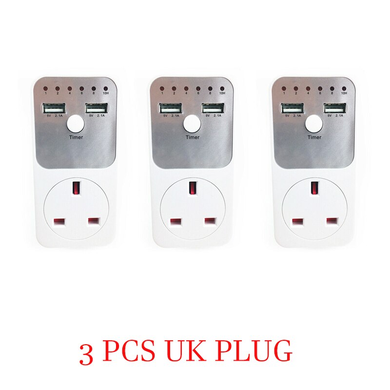 1-4pcs Dual USB Port Electronic Digital Timer Switch Smart Home Smart Life EU UK Plug Timer Outlet Programmable Timing Socket: 3 PCS UK Plug