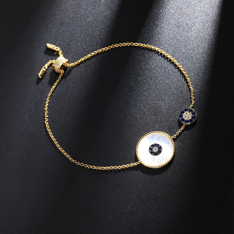 Duivelsoog armband dames blauwe zirkonia natuurlijke schelp armbanden luxe sieraden  zk30