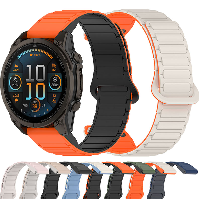 Brățară Magnetică din Silicon pentru Smartwatch - 20mm 22mm 26mm QuickFit - Compatibilă Garmin Fenix 8 7X 7 7S 5X 5S Plus 3HR