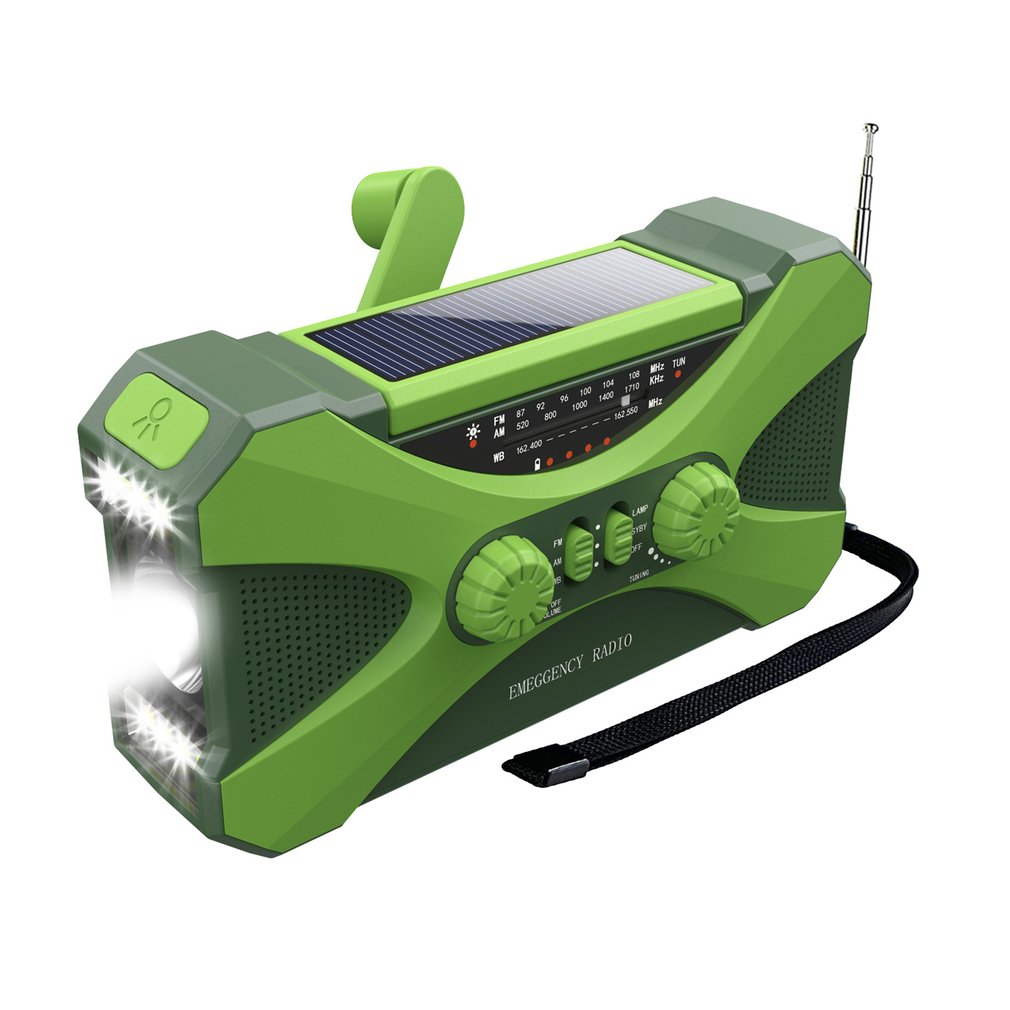 Gorące 10000mAh Radio awaryjne pogoda słoneczna korba ręczna Radio AM/FM latarka LED Alarm SOS Power Bank głośnik Dropshipping: Black