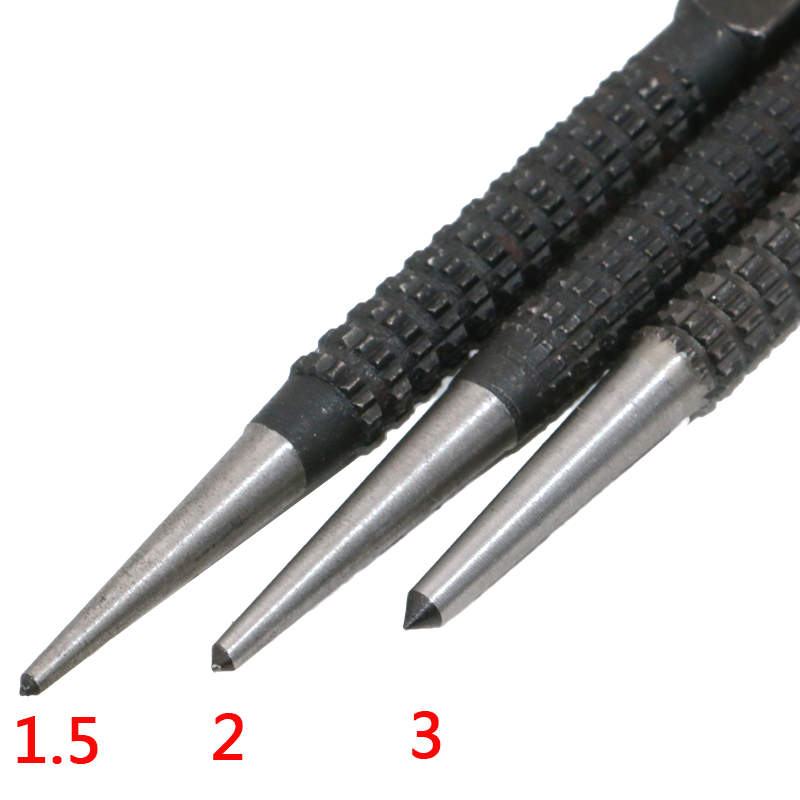 3pcs High-carbon Steel Center Punch Set 10.1cm Non Slip Center Punch For Alloy Steel Metal Wood Marking Drilling Tool