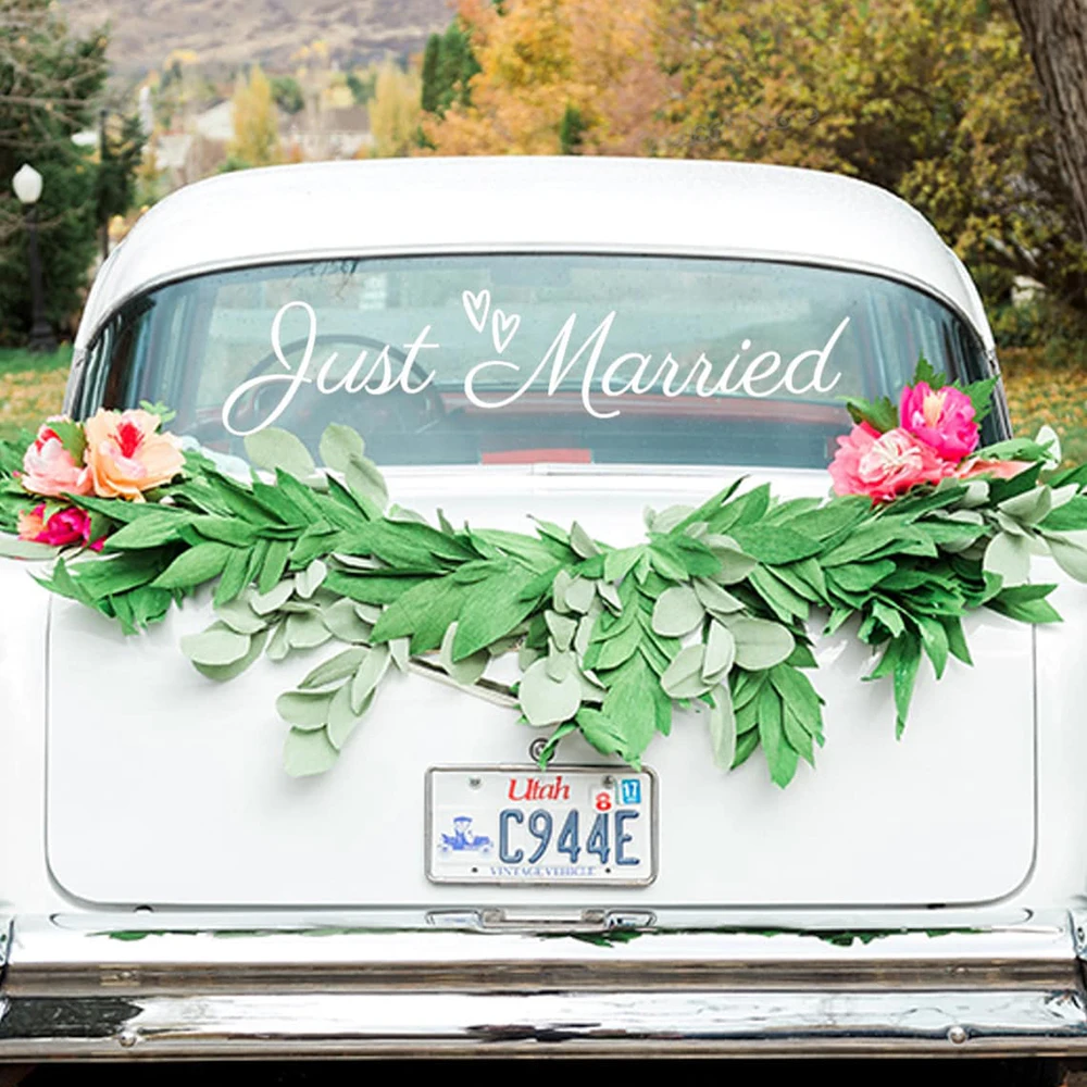 Wedding Decoration Wall Decals Just Married Sign Wedding Sign Stickers Just Married Car Wall Sticker Vinyl Wedding Decals A194