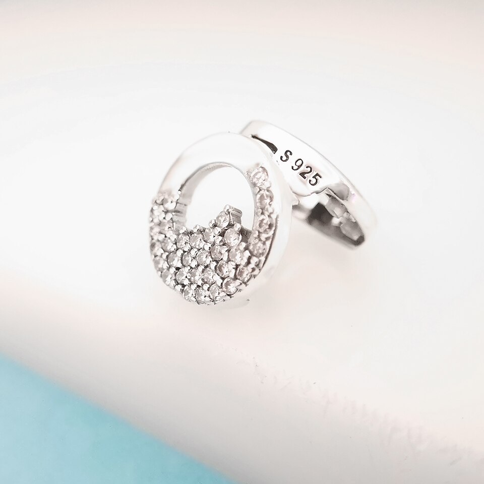 Charme Echt 925 Sterling Silber passen Original Silber Armbinde glänzend Zirkon Schneeflocke Original Reflexion Schmuck