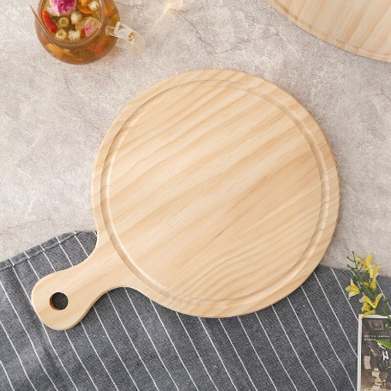 Bandeja para pasteles, tabla de madera, pala para servir Pizza, queso, plato, tabla de cortar, utensilio de horneado redondo, herramientas de pastelería, accesorios