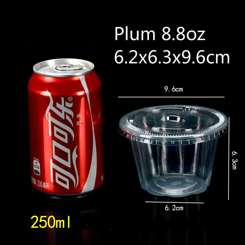 Vasos desechables de plástico para pudín, recipientes pequeños de plástico con tapa, para postre, boda, de cumpleaños, 1/2/3/4/5/6/8/10oz, 100 piezas: Borgoña