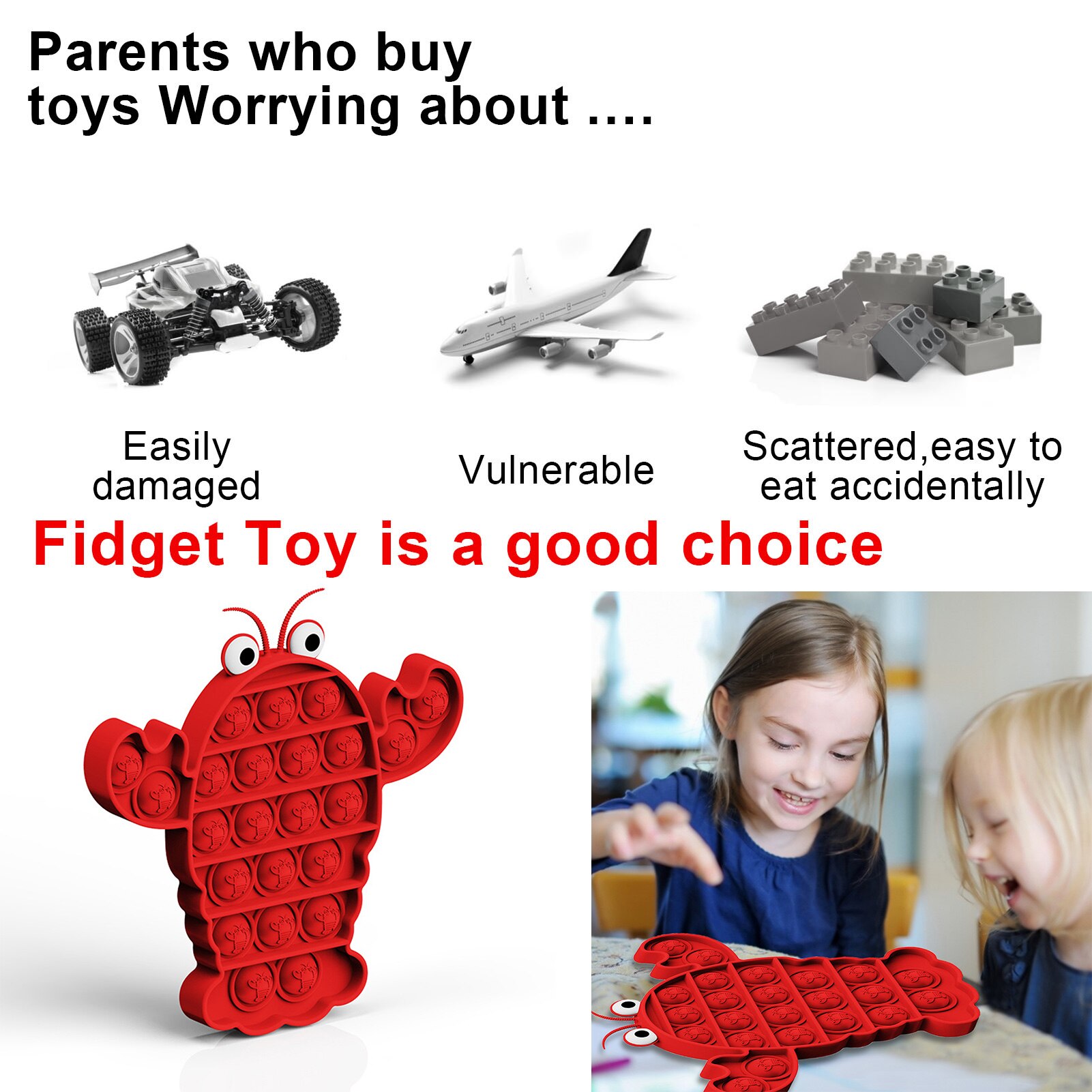 Bubble Fidget giocattolo sensoriale aragosta decompressione giocattoli sensoriali autismo ansia rilievo bolla antistress