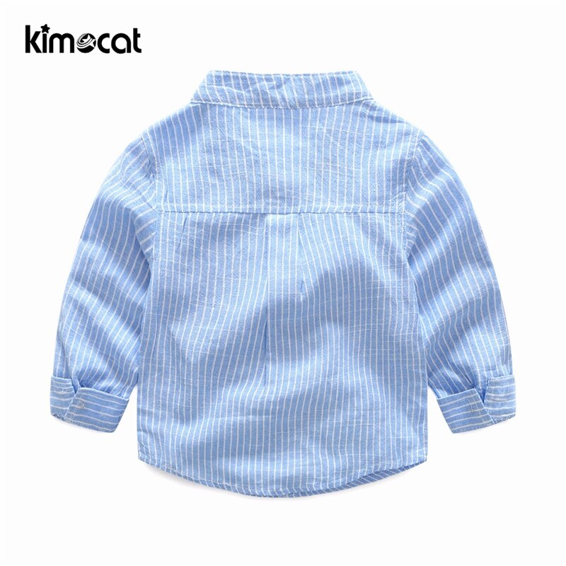 Kimocat Baby Boy Girl Shirt Long Sleeve Spring Autumn Gentleman Striped Cotton Chinese-style Collar Boy's Shirt Children Blusas