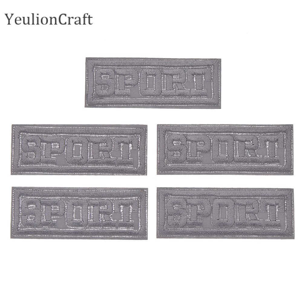 Chzimade-Parche de bordado reflectante de triángulo rectangular, parches bordados de aplique adhesivos, insignias, materiales de costura Diy, 5 uds.: 5.7x2.2cm