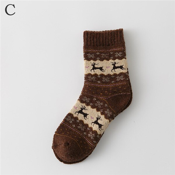 Dam strumpor dam julstrumpa vinter söt ull 3d dam crazy sock kvinnlig termisk tjocka varma djurstrumpor: Kastanjebrunt