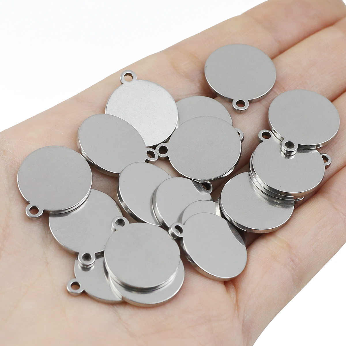 10-20 piezas 6/8/10/12/15/18/25mm colgante de acero inoxidable círculo plano bandeja de ajuste de cabujón en blanco para la fabricación de joyas accesorios DOY