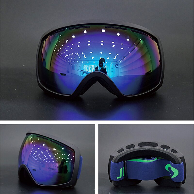 Jiepolly heren dames skibril met grote visie, dubbele lens, snowboard,  uv400 beschermingsbrillen met anticondensfunctie, skibrillen