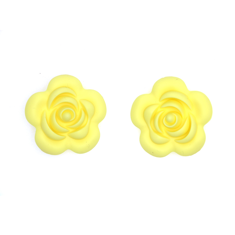 Kovict 10 stk silikone rose perler bpa gratis babybørster perler blomst form babybitringer til babybørser halskæde fremstilling: Creme gul