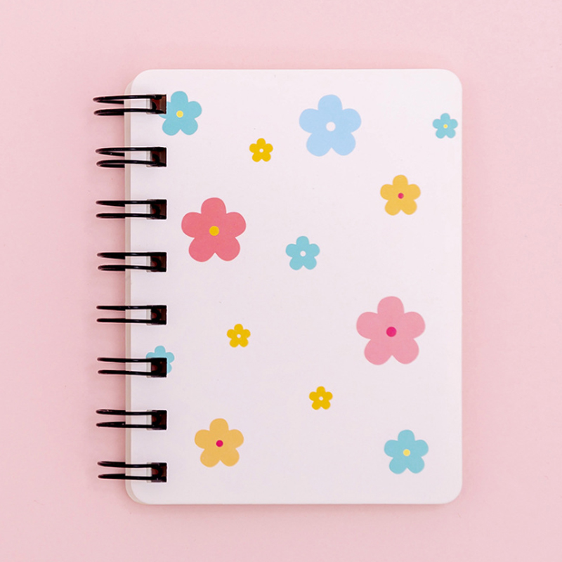1book flower rollover coil A7 notepad Daily Memos Notebook Mini Pocket Book Signature Guest Book for girls: Flower