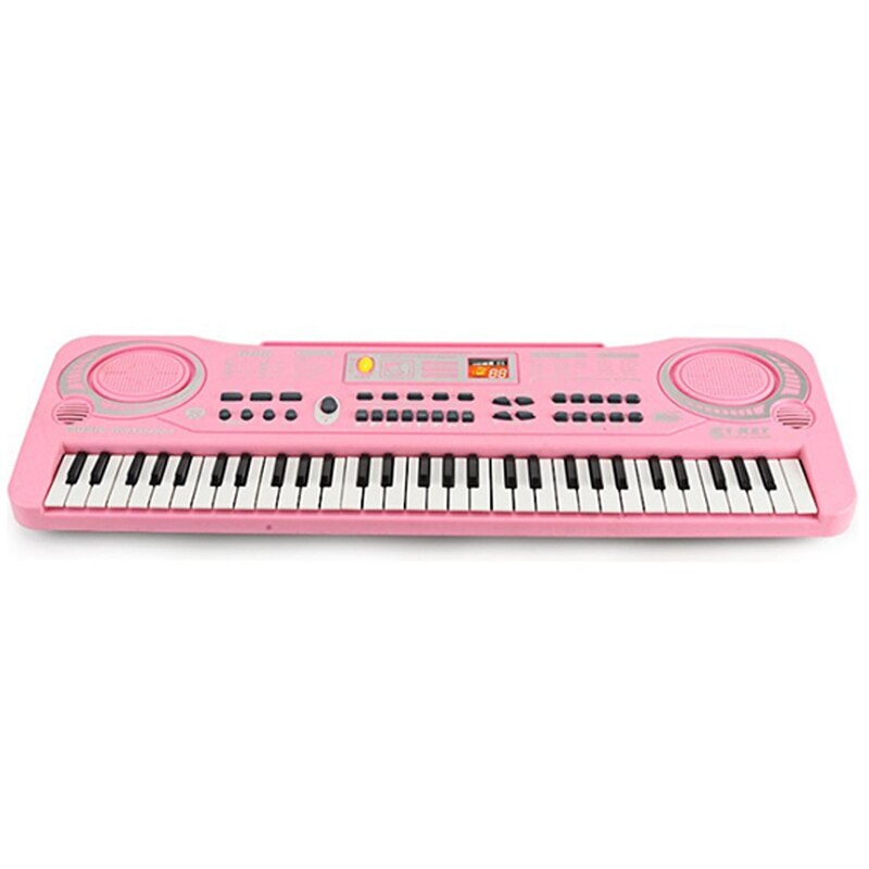 Elektrisch keyboard piano voor kinderen - draagbaar 61- toetsen elektronisch muzikaal karaoke-keyboard, microfoon, roze