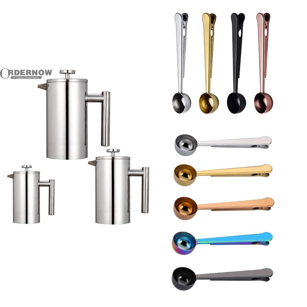 Stainless Steel 304 French Press Pot European-style Filter Press Hand-made Coffee Pot Double-layer Brewing Teapot With Filter