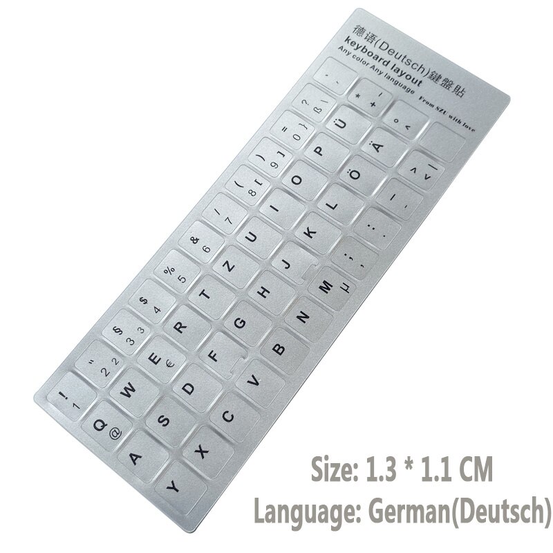 SR German Japanese French 3 Language Keyboard Scrub Smooth Stickers Layout Button Letters for PC Computer Laptop Accessories: German Silver