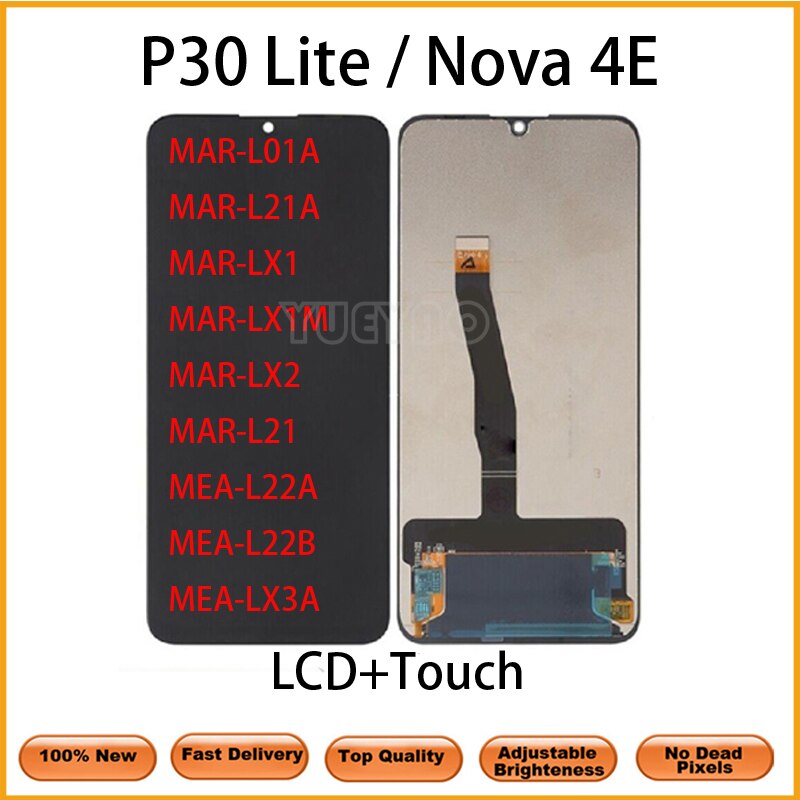 Oryginalny wyświetlacz LCD z ramką robić HUAWEI P30 Lite wyświetlacz LCD ekran Digitizer zgromadzenie dla HUAWEI P30 Lite ekran Nova 4e zniszczyć-LX1 LX2: NoFrameNoGift czarny