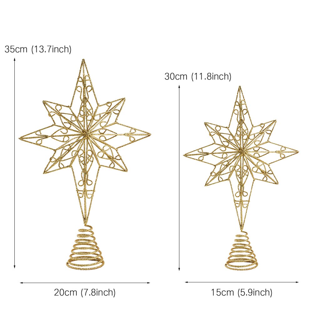 1Pc Exquisite Iron Art Ornament Beautiful Tree Top Flash Star Five-point Star Table Topper for Christmas Tree Xmas Decor