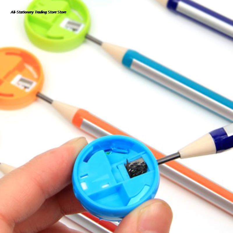 2pcs Cute Round Mini Pencil Lead Dedicated Sharpener Double Hole School Office Supply Kids Random Color