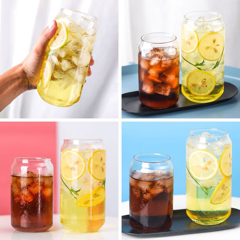 400ml/600ml Can Shape Glass Water Milk Juice Simple Juice Cup Beer Glass Dessert Cup Shake Glass