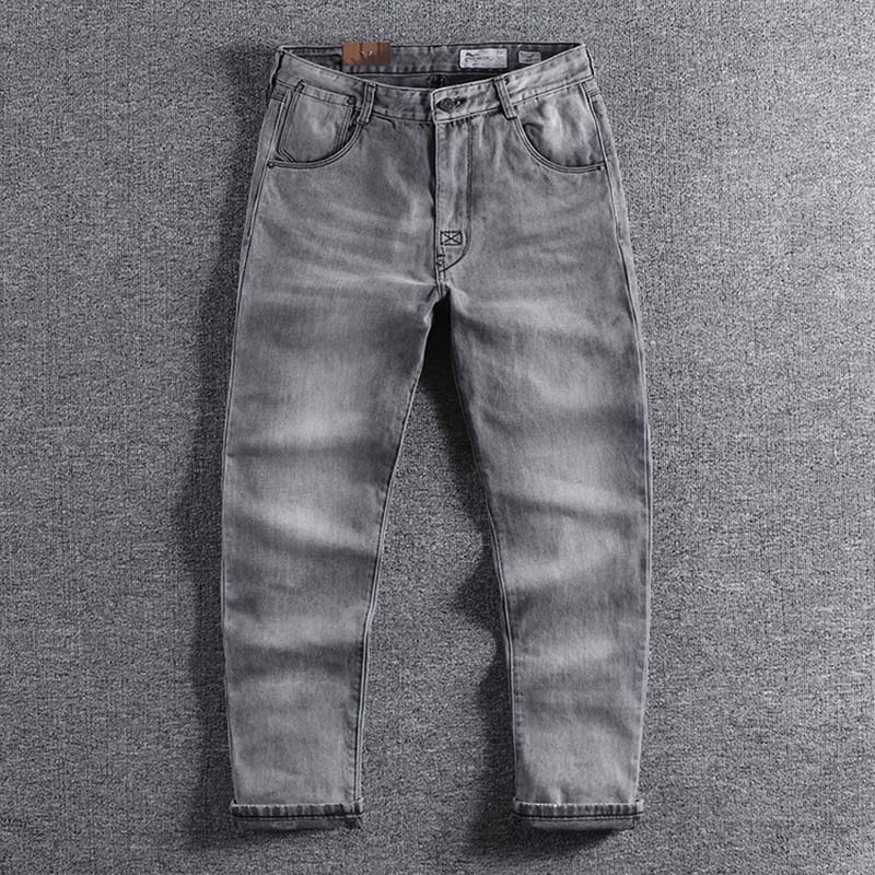 High-end japanske jeans mænds små straight bukser cool dreng smuk slid bukser 0390: Grå / 36