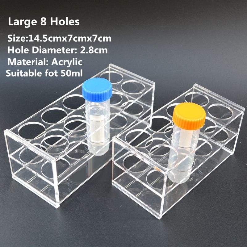 2pcs Plastic Laboratory Test Tube Rack 8 Holes Testing Tubes Holder Storage Stand Shelf Lab School Supplies 145*70*70mm