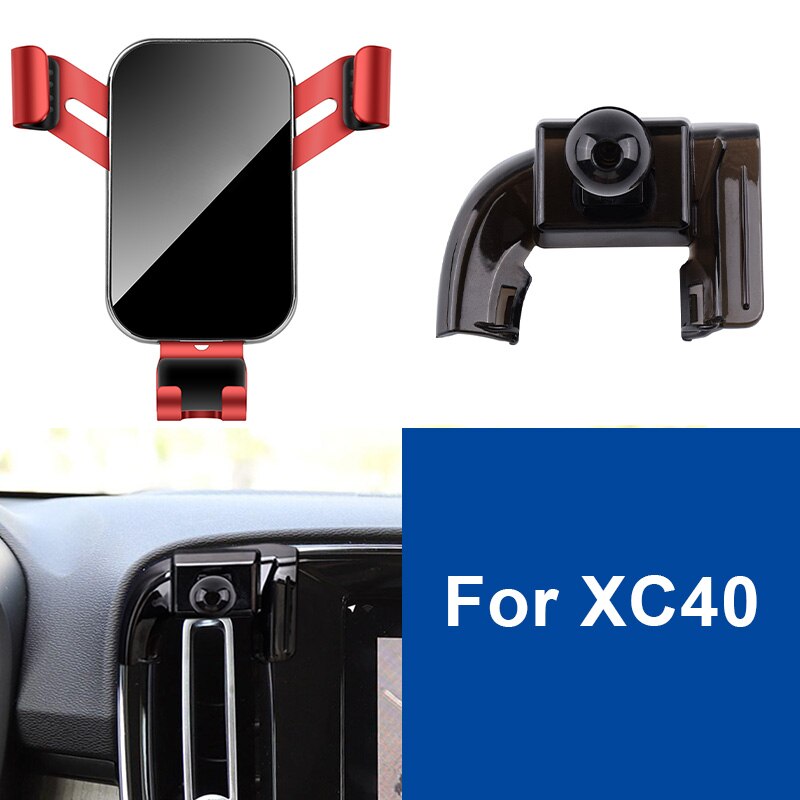 Lufthastighed rød til volvo  xc90 s90 xc60 s60 xc40 tilbehør bil mobiltelefon holder luftventil monteringsbeslag auto gravity gps stander: Xc40 røde