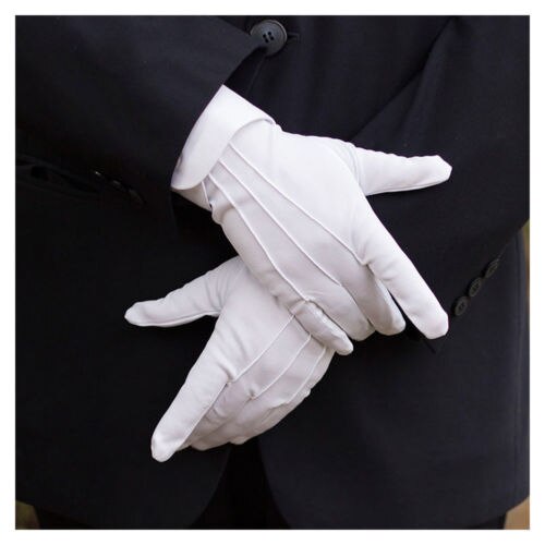 Guantes Blancos de Honor para mago, protectores de manos de dedo completo para hombre y mujer, esmoquin Formal, guantes de protección para recepción y desfile: Default Title
