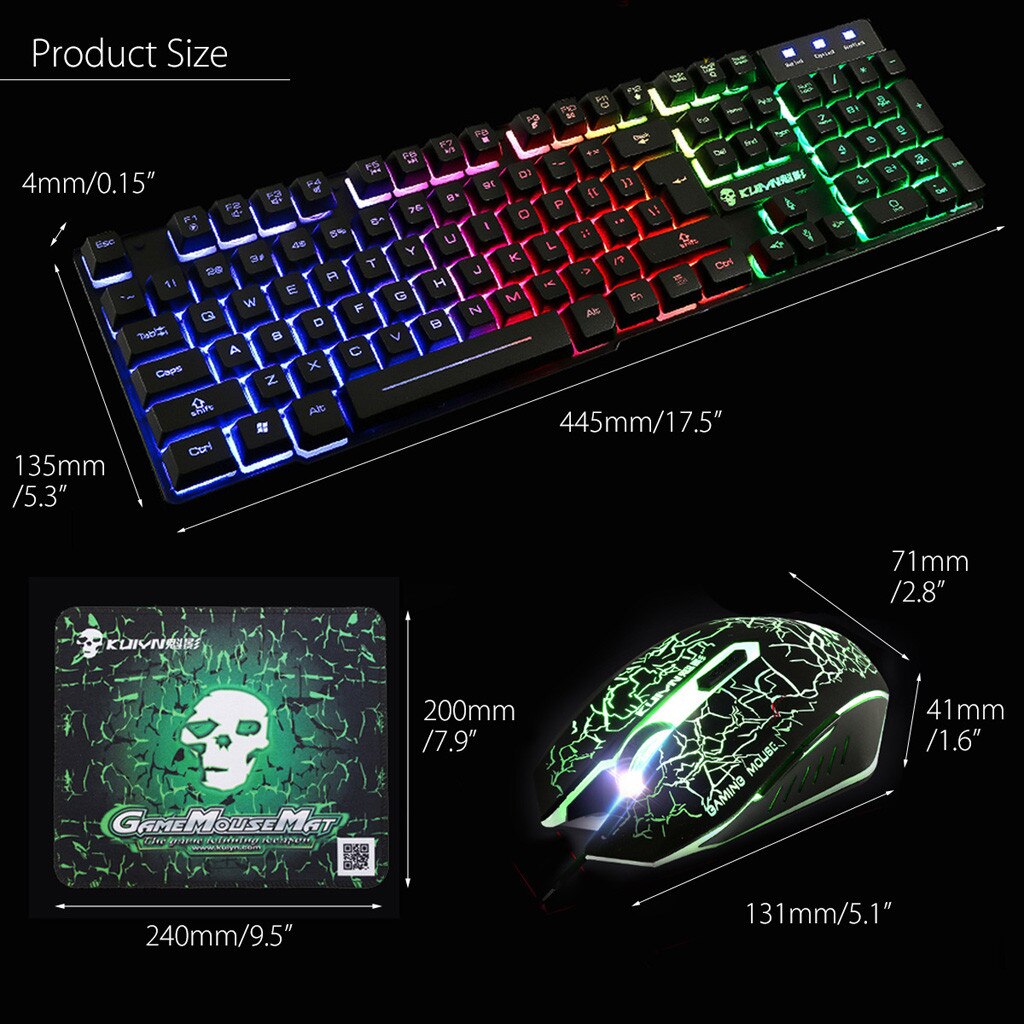 T6 Regenbogen Hintergrundbeleuchtung Usb Ergonomische Spielen Bunte Tastatur und Maus einstellen für PC Laptop für Tablette Schreibtisch Russische aufkleber