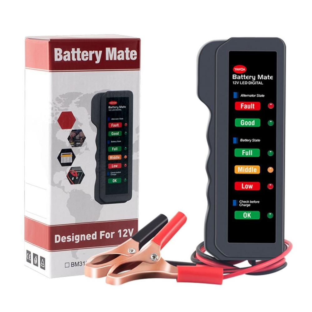Voiture 12V testeur de batterie testeur de batterie moto batterie voiture testeur de batterie LED affichage avec deux Clips de test