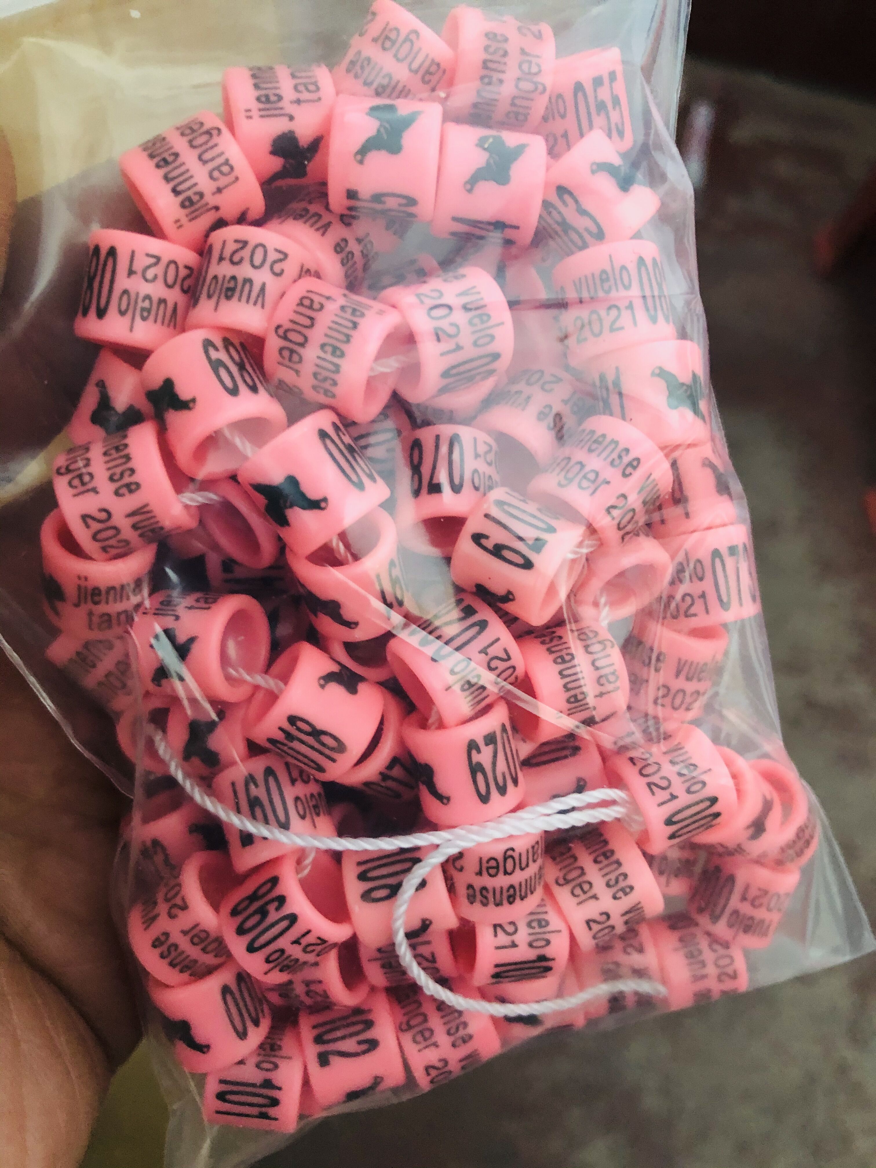 500 Stuks Kleur Plastic Vogel Ring Duif Ring Lege Ring: Pink